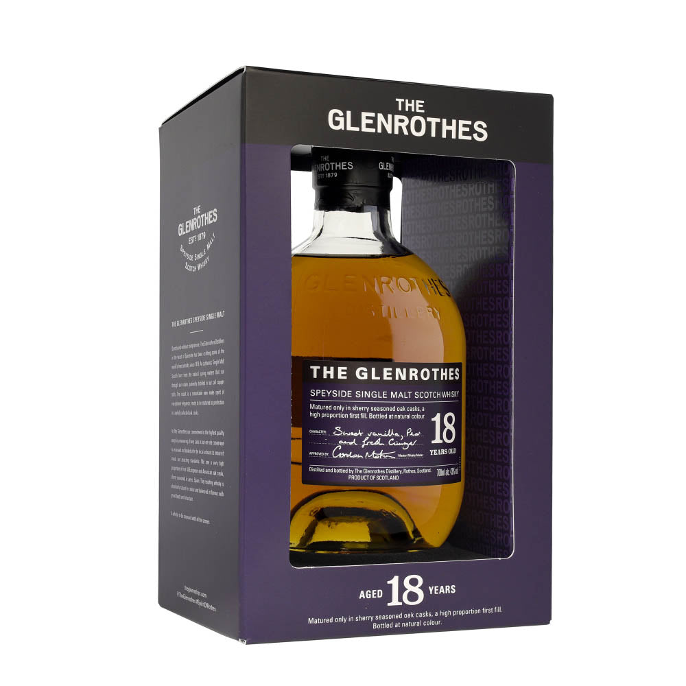 The Glenrothes 18 Years Old Matured only in Sherry Seasoned Oak Casks Speyside Single Malt Scotch Whisky ABV 43% Vol 70cl / 700ml