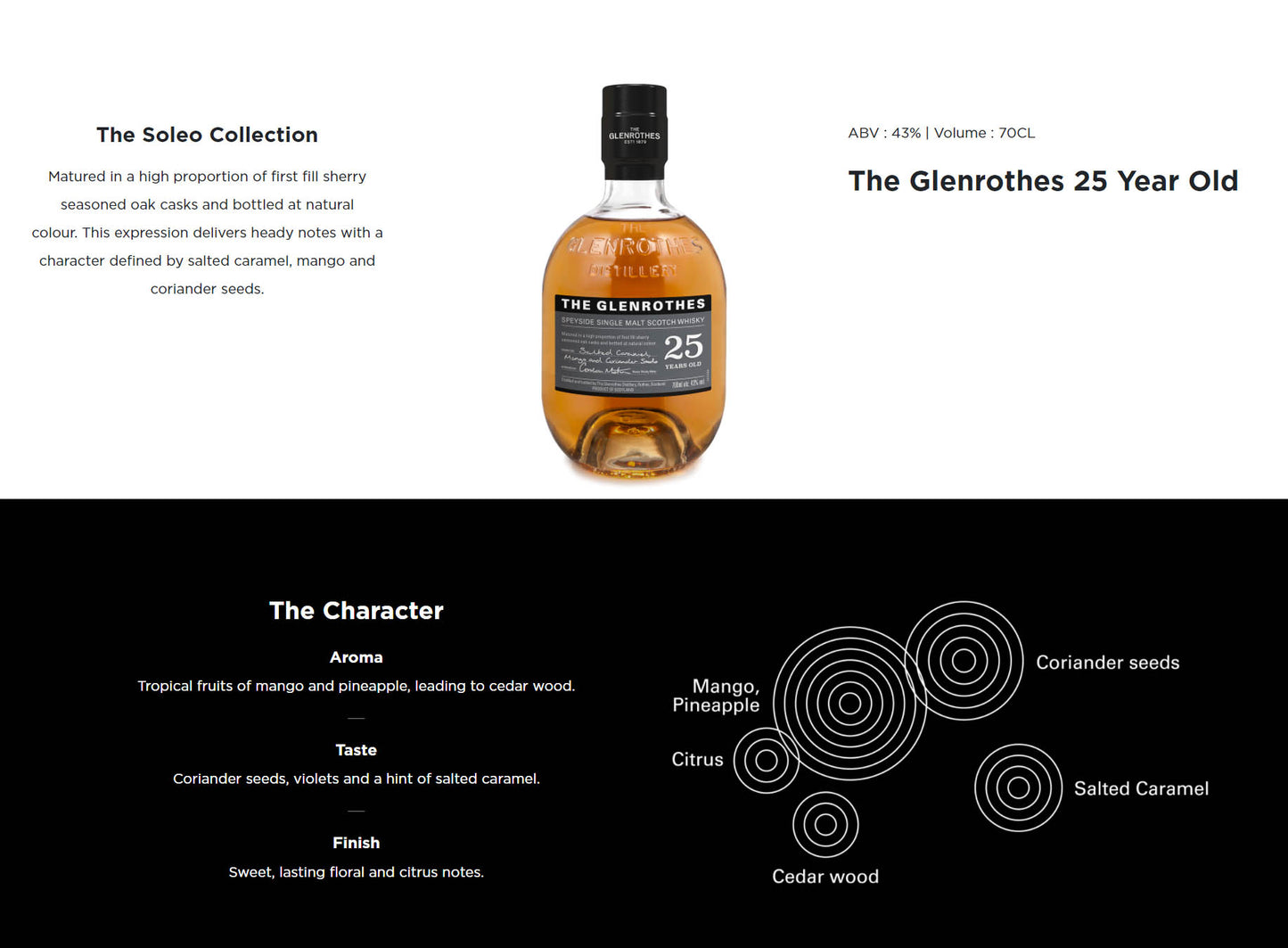 The Glenrothes 25 Years Old Speyside Single Malt Scotch Whisky ABV 43% Vol 70cl / 700ml