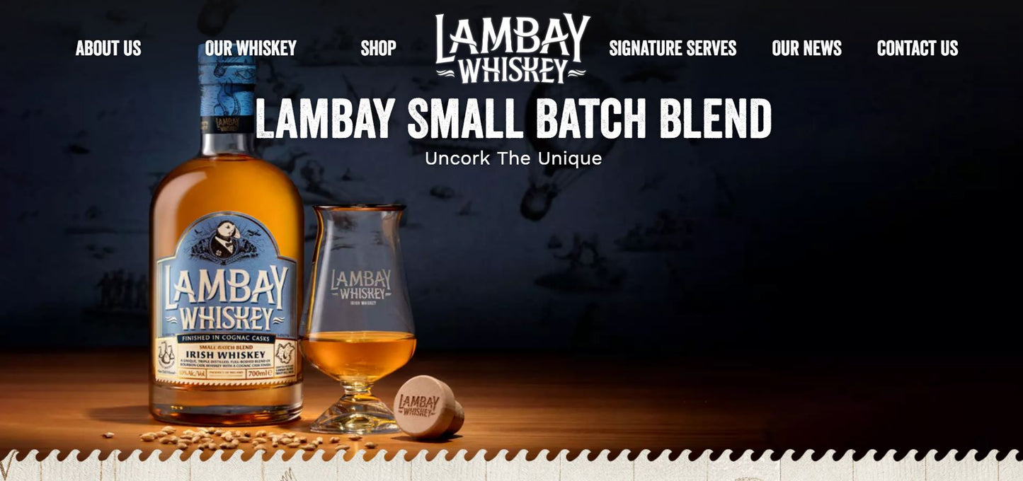 Lambay Small Batch Blend Irish Whiskey Finished In Cognac Casks ABV 40% Vol 700ml / 70cl (With Gift Box)