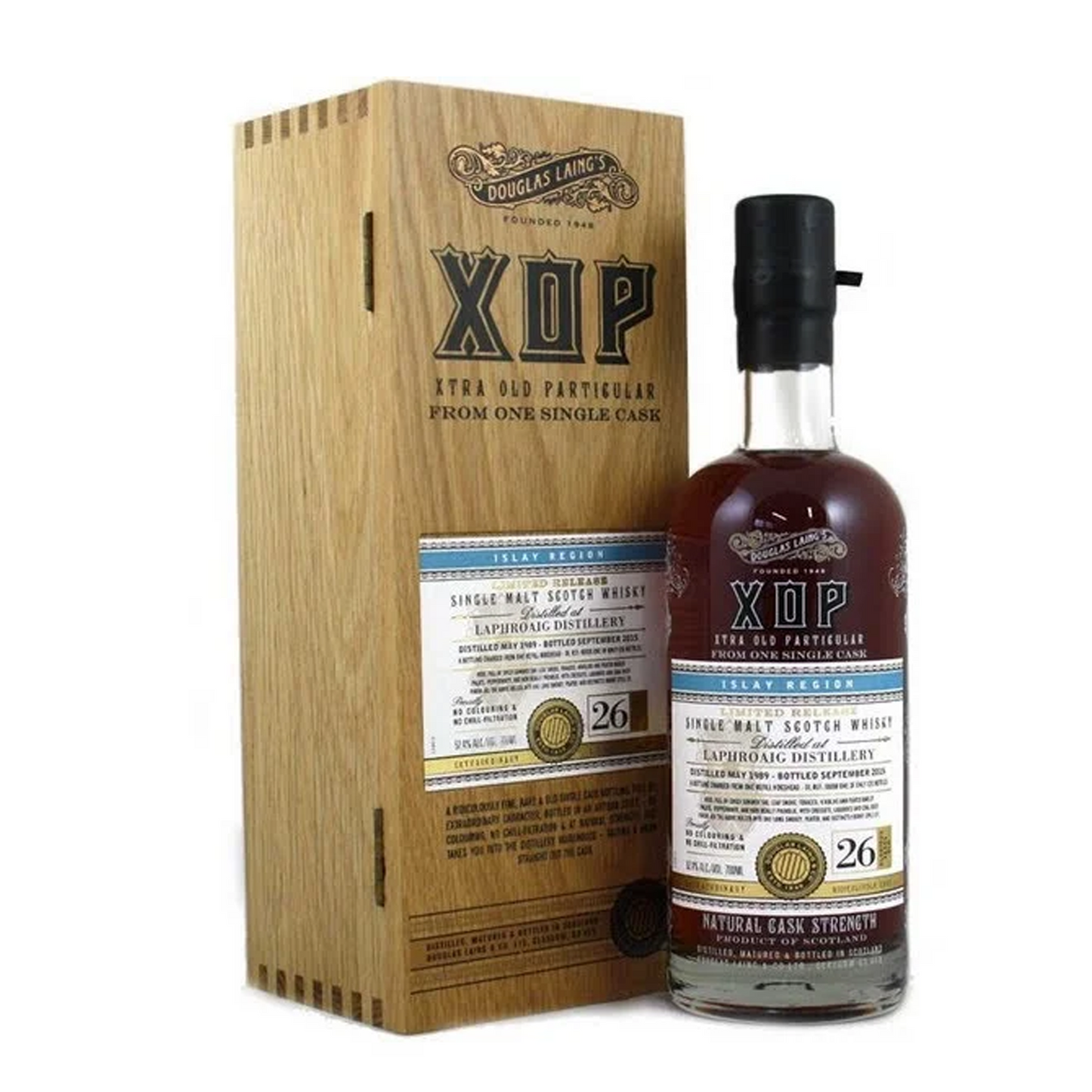 Laphroaig Distillery 1989 26 Years Douglas Laing Xtra Old Particular Islay Single Malt Scotch Whisky Natural Cask Strength ABV 52.4% Vol 700ml / 70cl