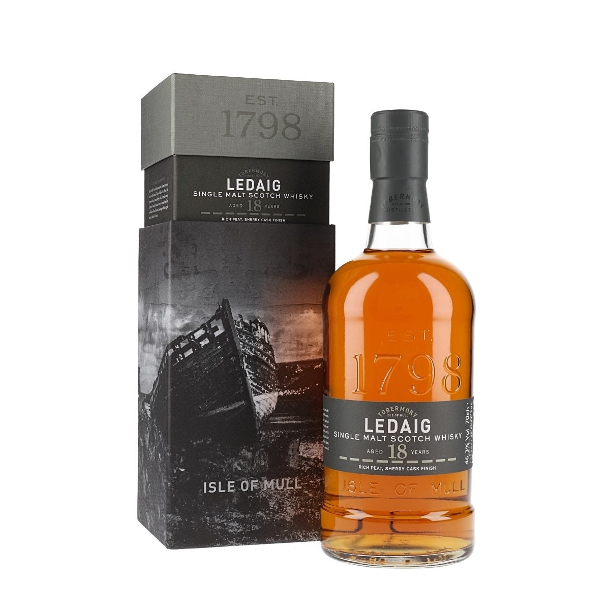 Ledaig 18 Year Old Tobermory Isle Of Mull Single Malt Scotch Whisky ABV 46.3% Vol 700ml / 70cl (With Gift Box)