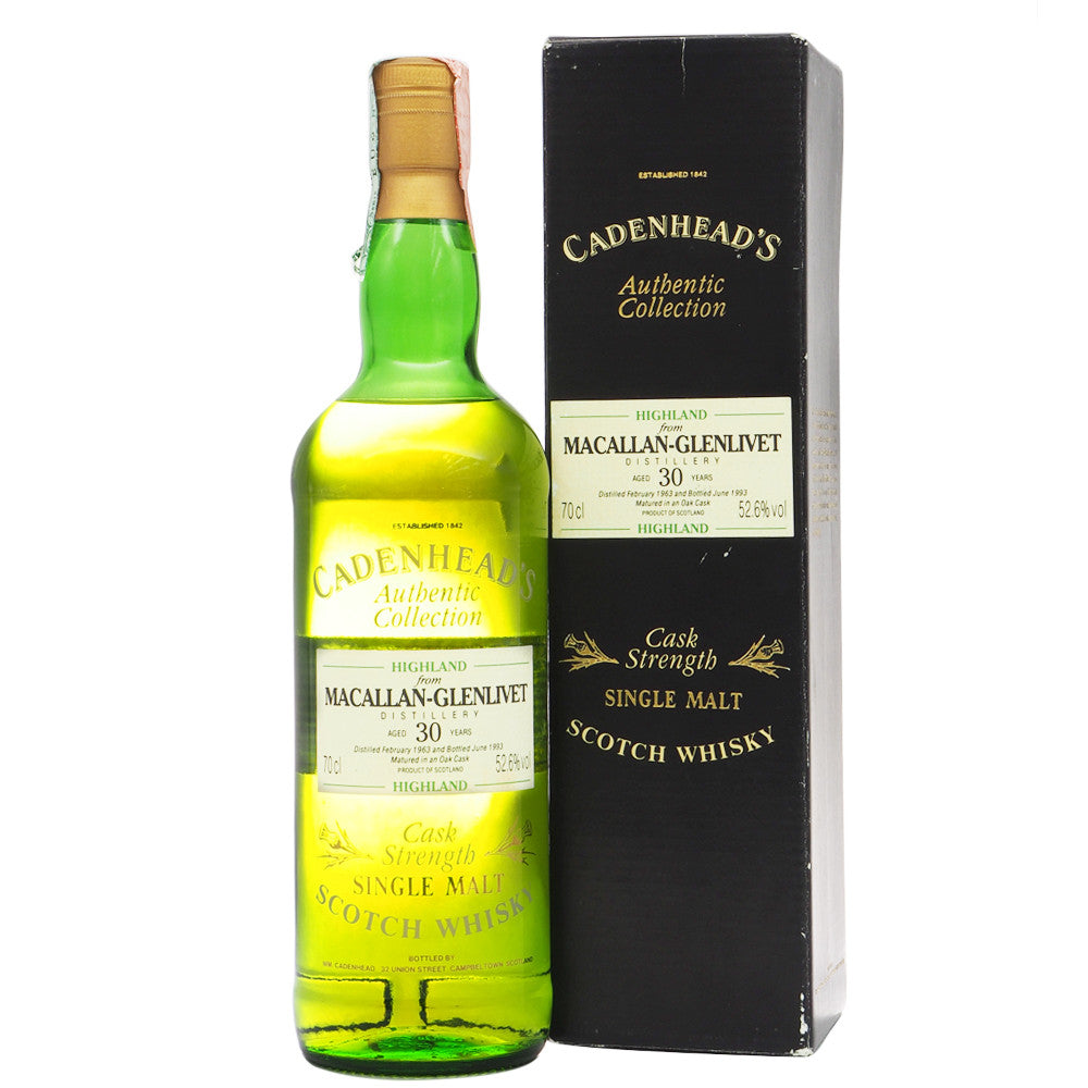 Macallan-Glenlivet 1963 30 Year Old Cadenhead Cask Strength Highland Single Malt Scotch Whisky ABV 52.6% Vol 70cl / 700ml