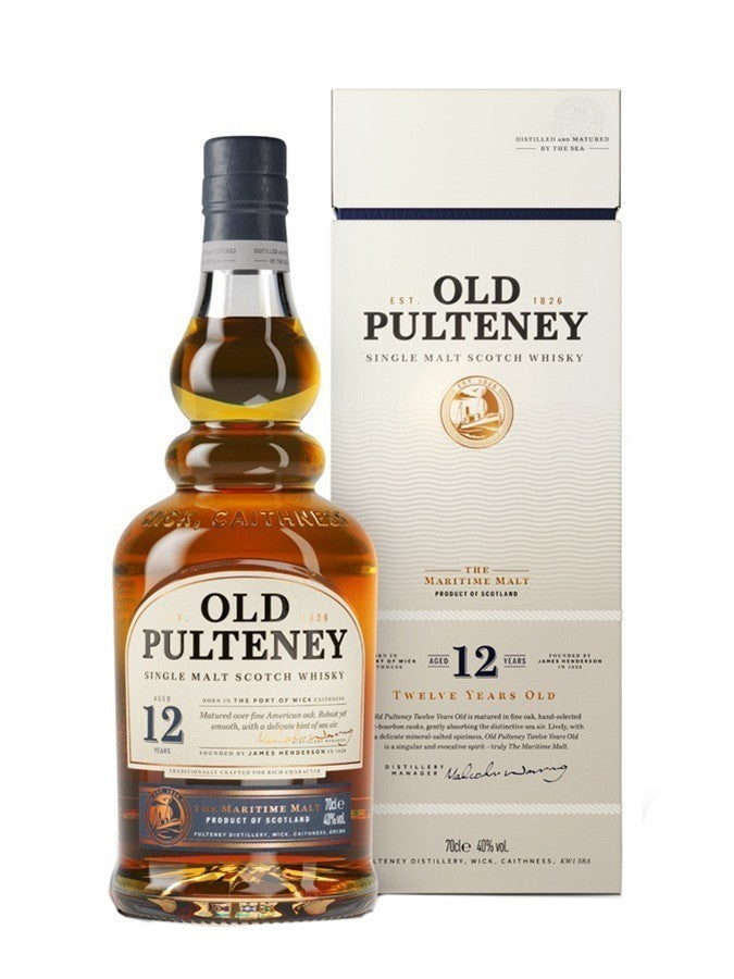 Old Pulteney 12 Year Old Matured Over Fine American Oak Highland Single Malt Scotch Whisky ABV 40% Vol 70cl / 700ml (With Gift Box)