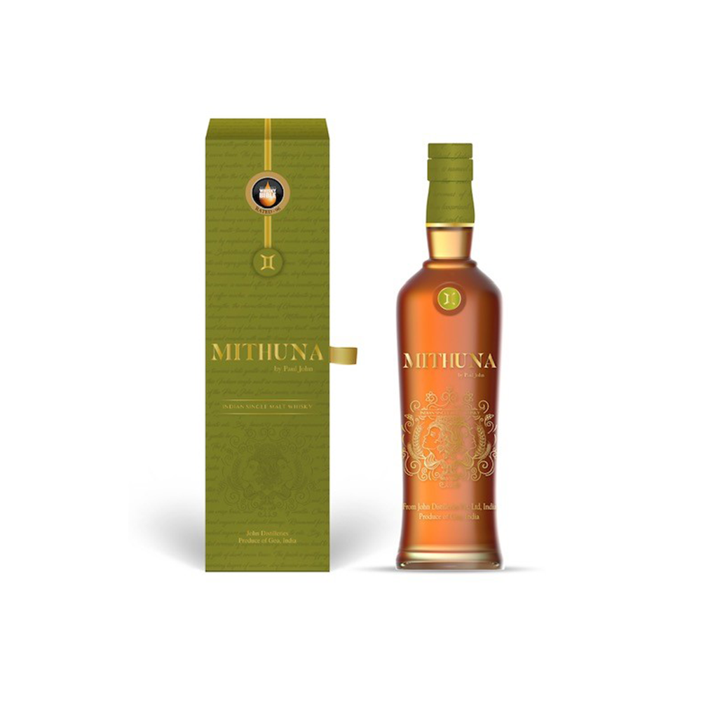 Paul John Mithuna American Oak Indian Single Malt Whisky ABV 58% Vol 70cl / 700ml (With Gift Box)