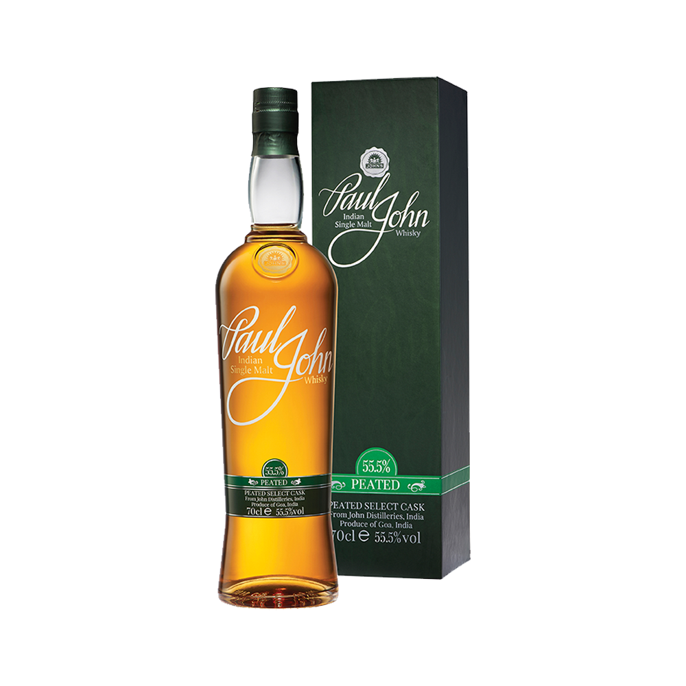 Paul John Peated Select Cask, Cask Strength Indian Single Malt Whisky ABV 55.5% Vol 70cl / 700ml (With Gift Box)