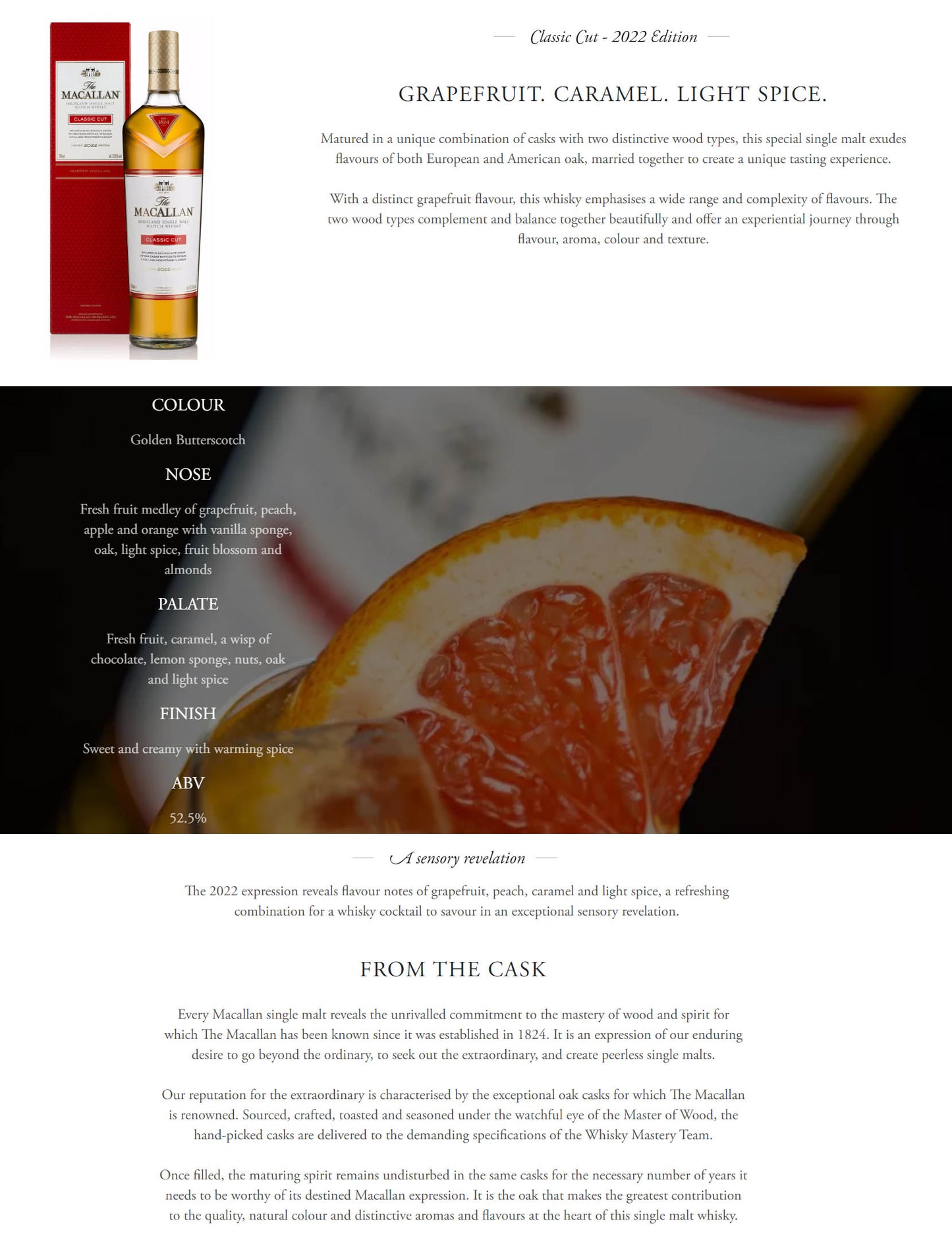 The Macallan Classic Cut 2022 Limited Edition Highland Single Malt Scotch Whisky ABV 52.5%Vol 70cl / 700ml