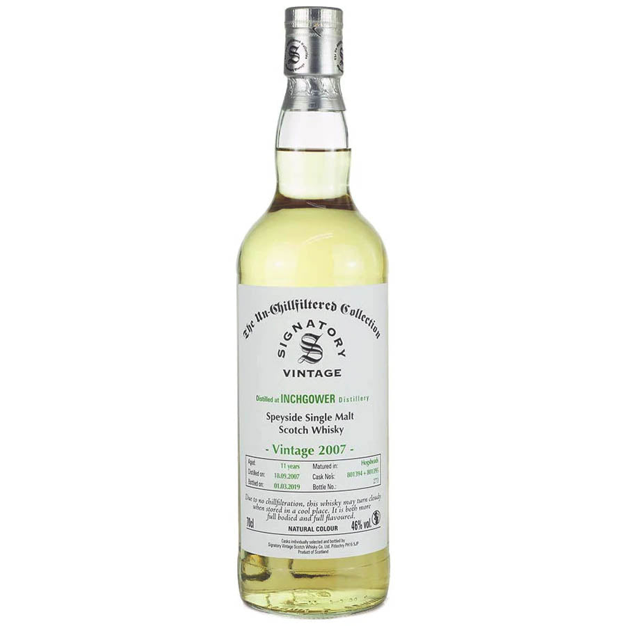 Inchgower 2007 11 Year Old Signatory Vintage Un-Chillfiltered Speyside Single Malt Scotch Whisky ABV 46% Vol 70cl / 700ml