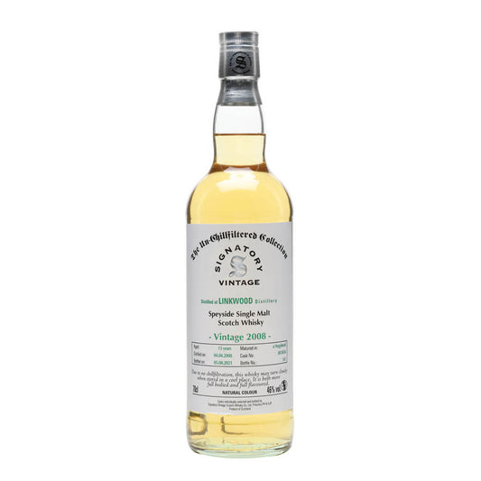 Linkwood 2008 13 Year Old Signatory Vintage Un-Chillfiltered Speyside Single Malt Scotch Whisky ABV 46% Vol 700ml / 70cl