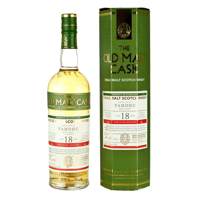 Tamdhu Distillery 18 Year Old "Hunter Laing - Old Malt Cask" Series Bourbon Finished Speyside Single Malt Scotch Whisky ABV 50% Vol 700ml / 70cl (With Gift Box. Pre-Order 7 Days)