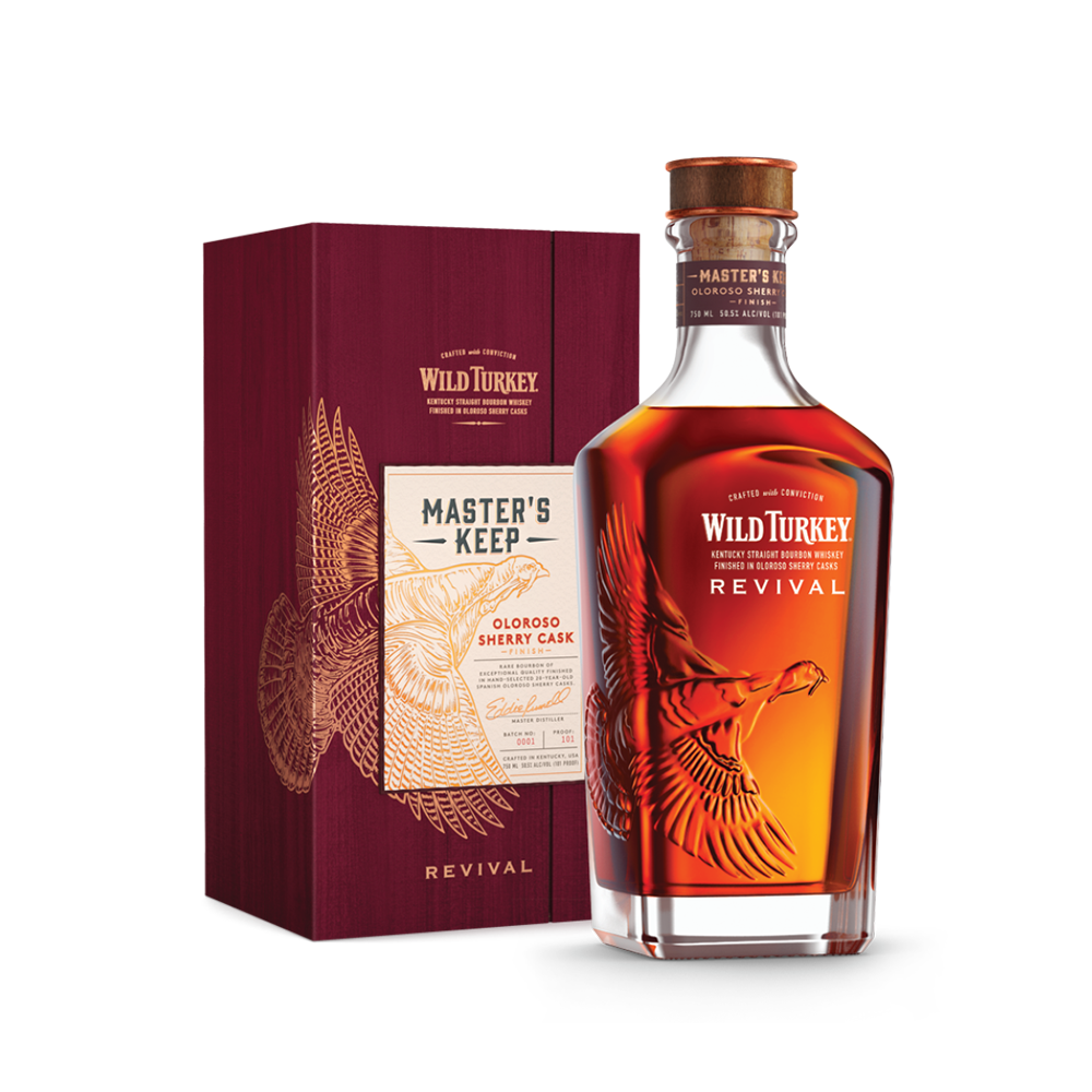 Wild Turkey Aged 12 to 15 years Master's Keep 4.0 Batch No 0001 Revival Oloroso Sherry Casks Finish (Bottled in 2018) Kentucky Straight Bourbon Whiskey 101 Proof ABV 50.5% Vol 750ml / 75cl (With Gift Box)