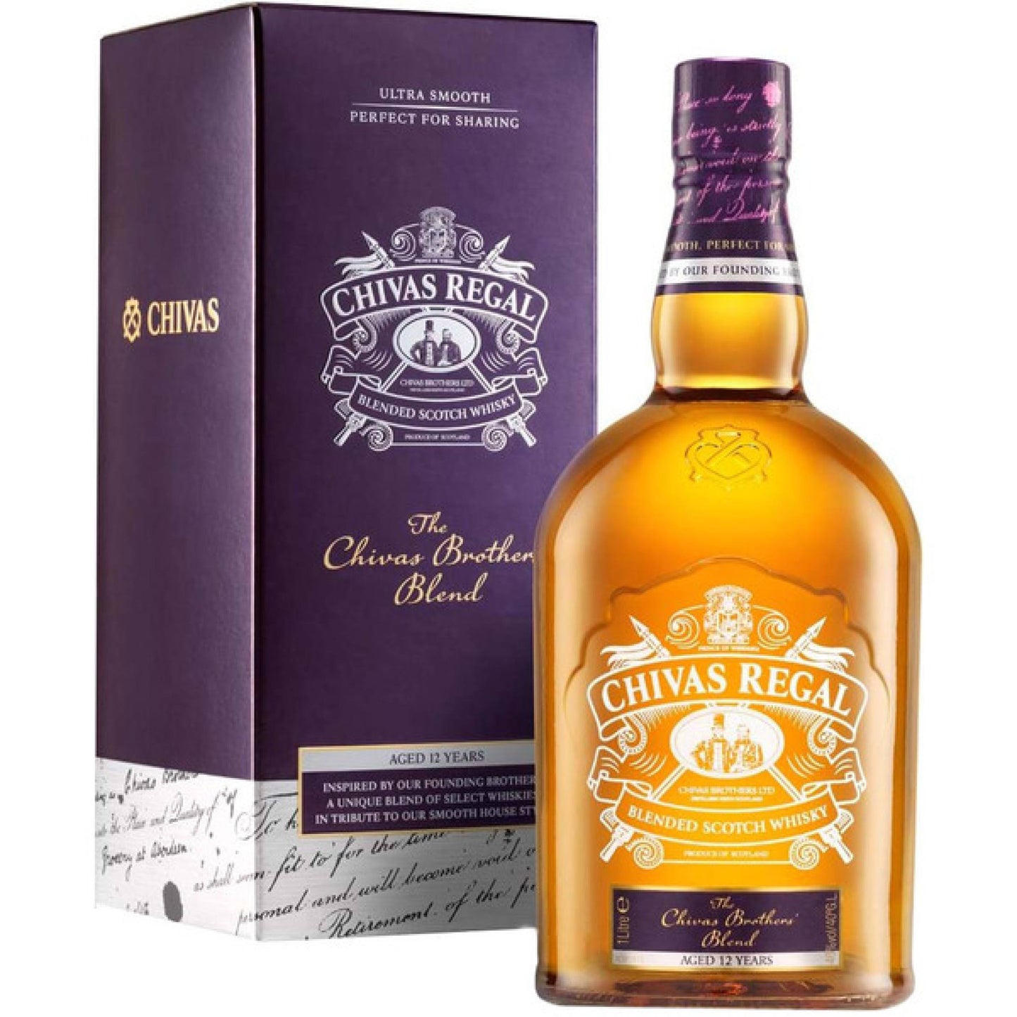 Chivas 12 Year Old And Chivas Brothers Blend Scotch Whisky ABV 40% Vol 1000ml / 100cl / 1L x 2 Bottles Set (No Gift Box)