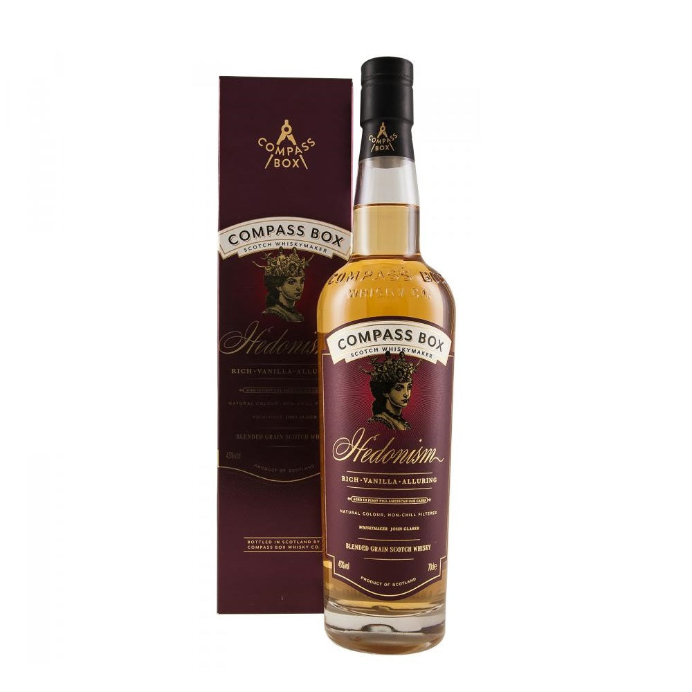 Compass Box Hedonism Rich Vanilla Alluring Non Chill-Filtered Natural Colour Blended Grain Scotch Whisky ABV 43% Vol 70cl / 700ml (With Gift Box)