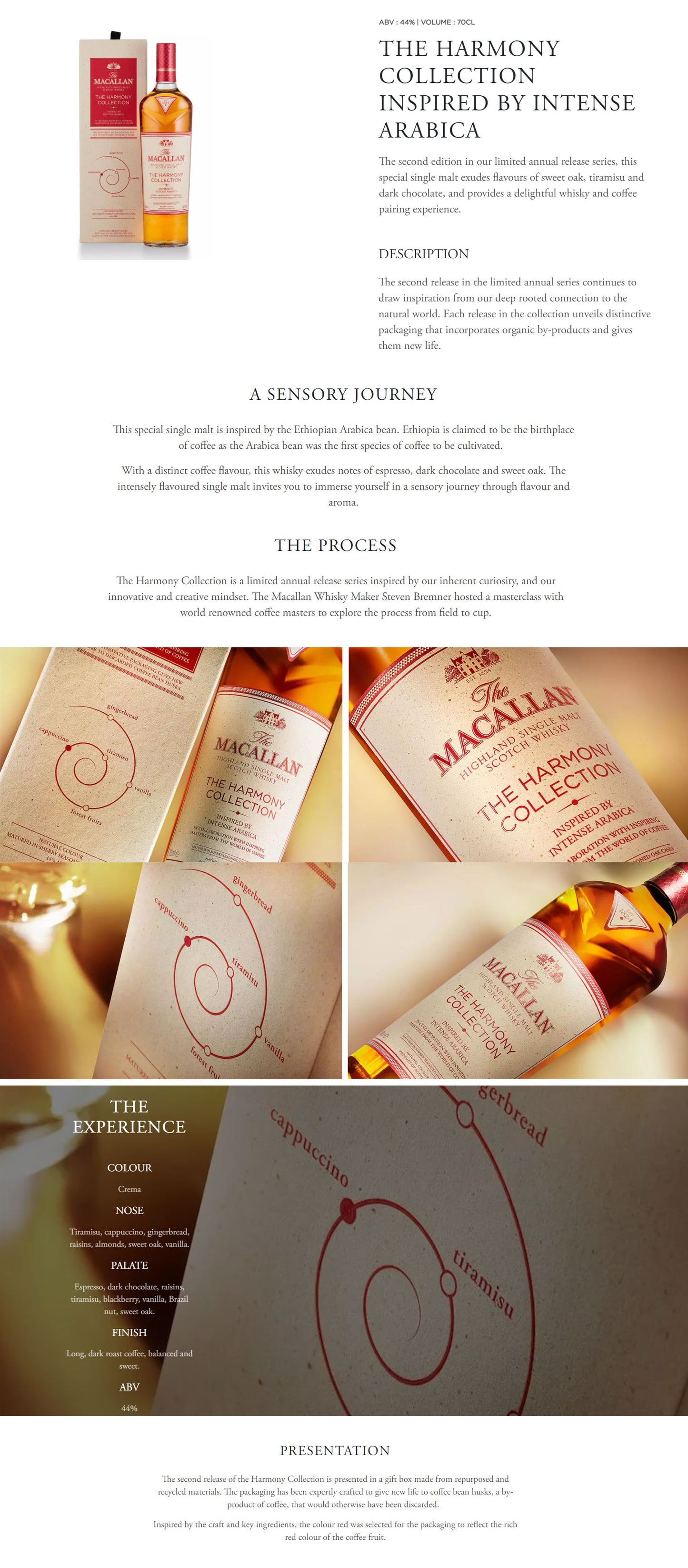 The Macallan The Harmony Collection Inspired By Intense Arabica Highland Single Malt Scotch Whisky ABV 44% Vol 70cl / 700ml