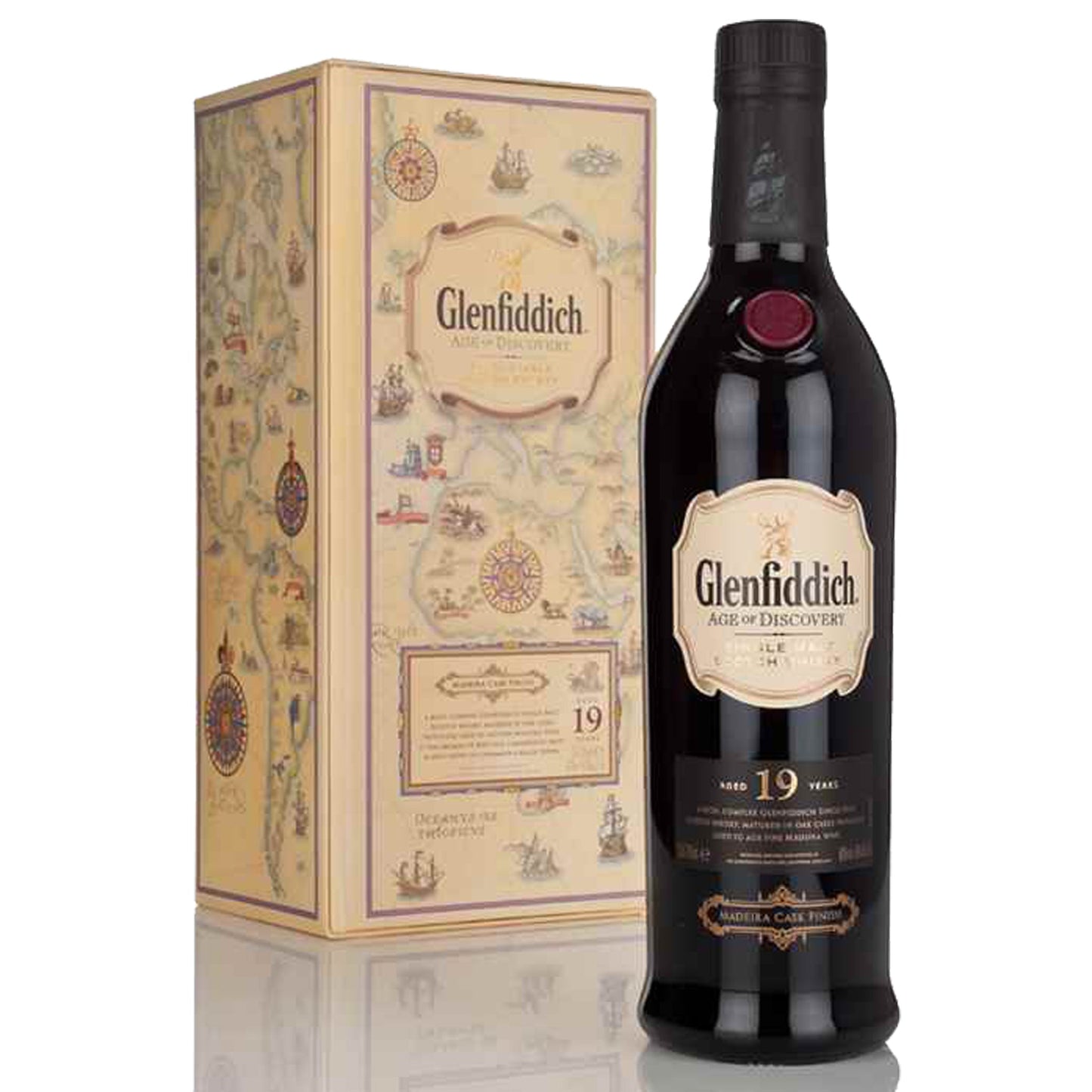 Glenfiddich Age of Discovery Aged 19 Years Madeira Cask Finish Single Malt Scotch Whisky ABV 40% Vol 70cl / 700ml (The bottle and box labels are not in good condition)