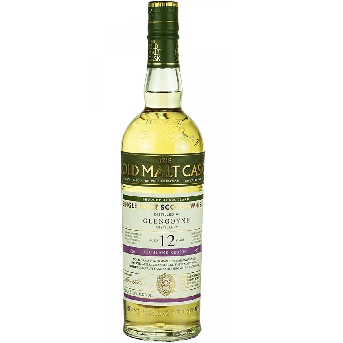 Glengoyne Distillery 2007 12 Year Old Hunter Laing - Old Malt Cask Highland Single Malt Scotch Whisky ABV 50% 70cl / 700ml with Gift Box