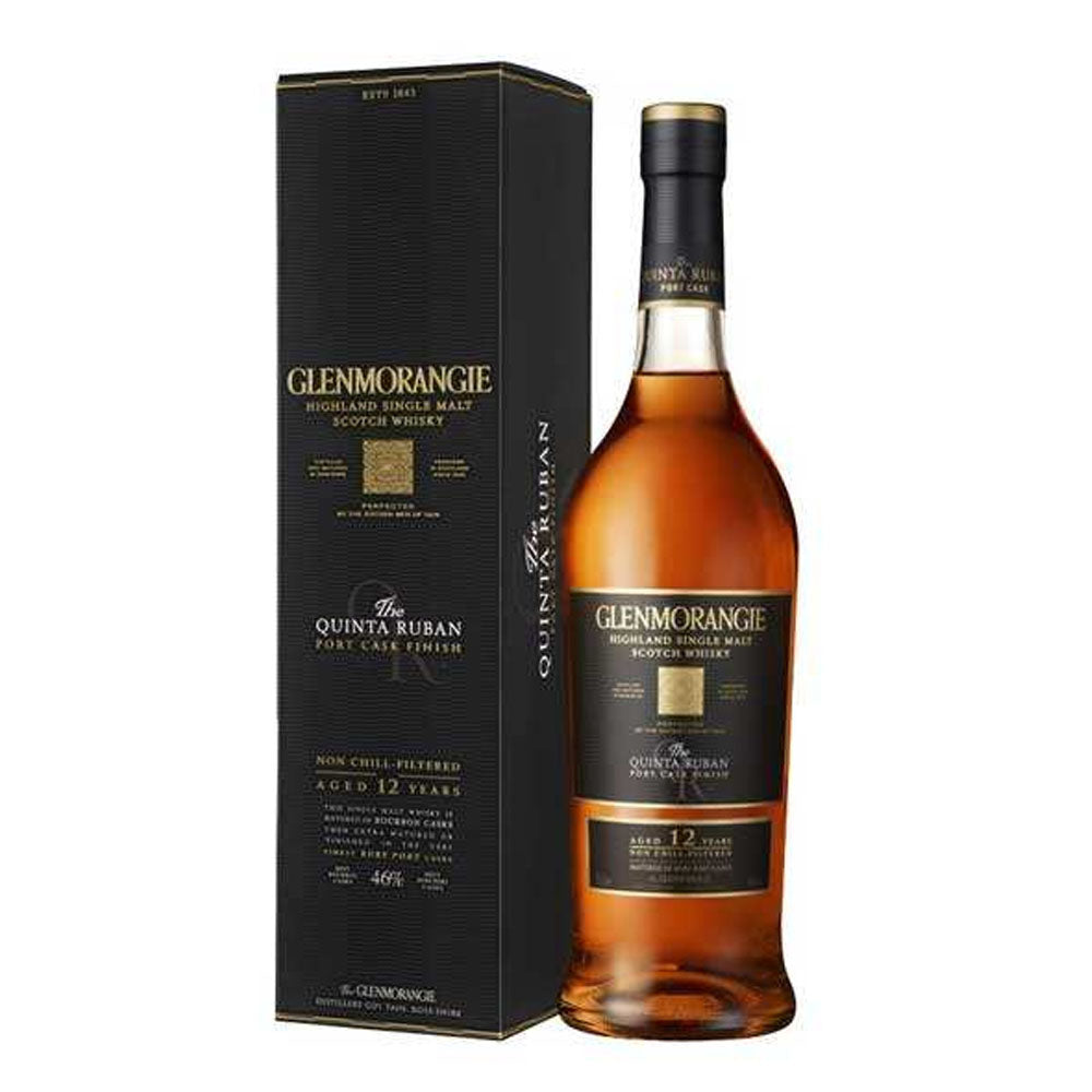 Glenmorangie 12 Year Old The Quinta Ruban Port Cask Finish Highland Single Malt Scotch Whisky ABV 46% Vol 70cl / 700ml (With Gift Box)
