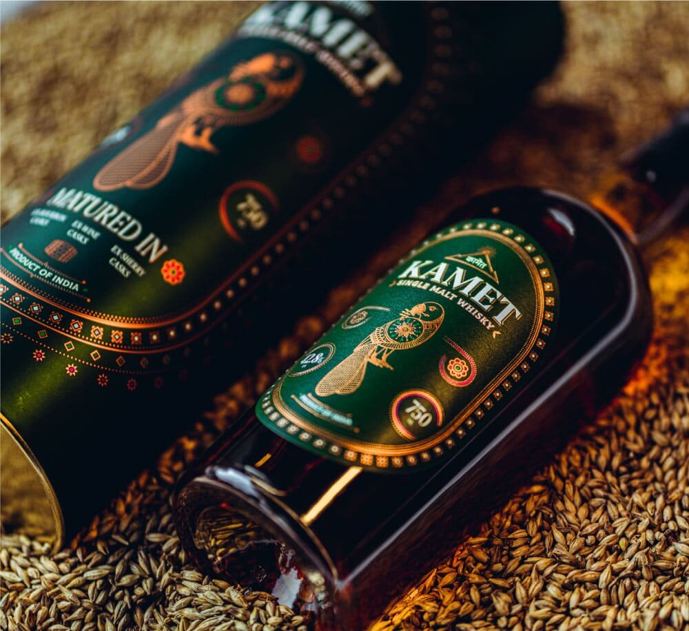 Kamet Matured in Ex-Bourbon Ex-Wine Ex-Sherry Casks Single Malt Indian Whisky ABV 46% Vol 70cl / 700ml