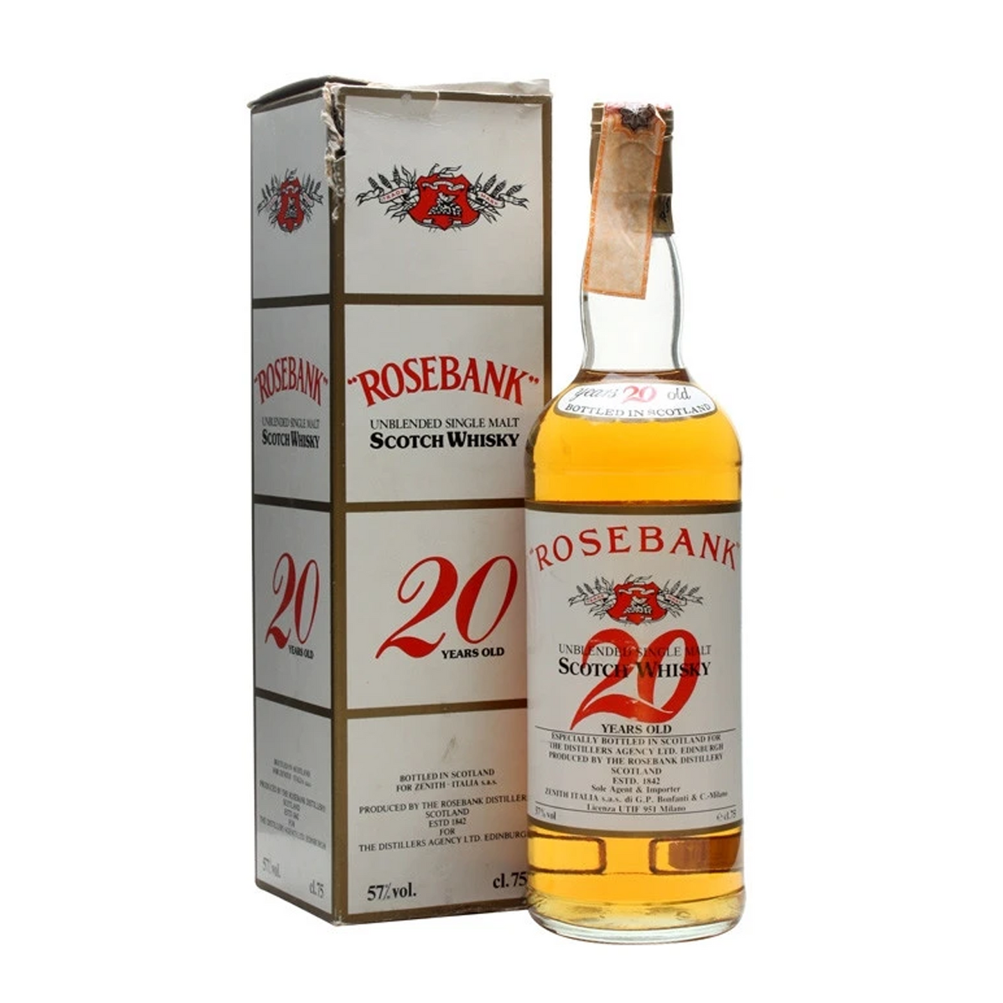 Rosebank 20 Year Old 1980s Unblended Lowland Single Malt Scotch Whisky ABV 57% Vol 75cl / 750ml