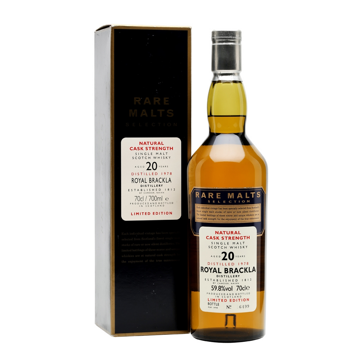 Royal Brackla 20 Year Old Distilled 1978 Limited Edition Natural Cask Strength - Rare Malts Selection Single Malt Scotch Whisky ABV 59.8% Vol 70cl / 700ml