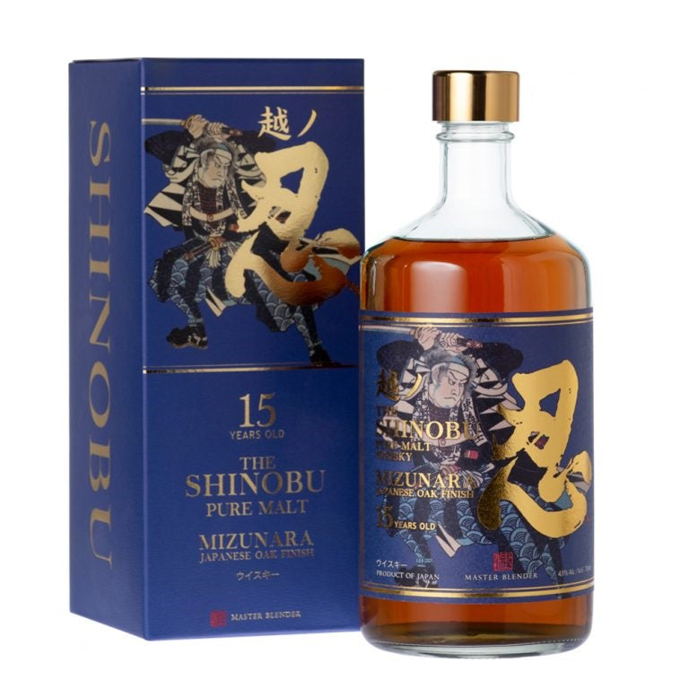 The Shinobu 越ノ忍 15 Year Old Pure Malt Whisky Mizunara Japanese Oak Finish ABV 43% Vol 700ml / 70cl (with Gift Box)