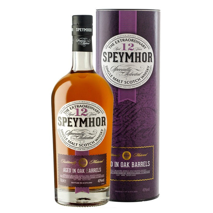 SpeyMhor The Extraordinary 12 Year Old Aged In Oak Barrels Highland Single Malt Scotch Whisky ABV 40% 70cl / 700ml with Gift Box