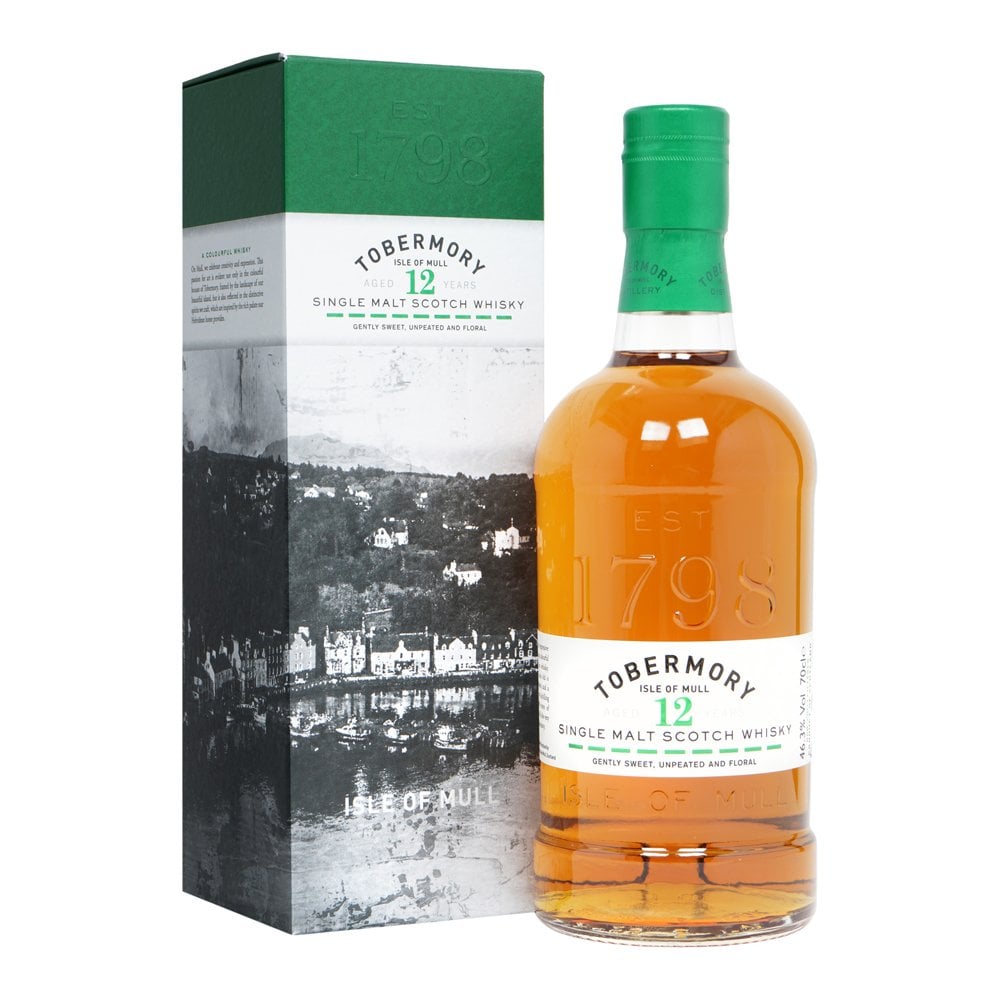 Tobermory 12 Year Old Isle of Mull Single Malt Scotch Whisky ABV 46.3% Vol 700ml / 70cl (With Gift Box)