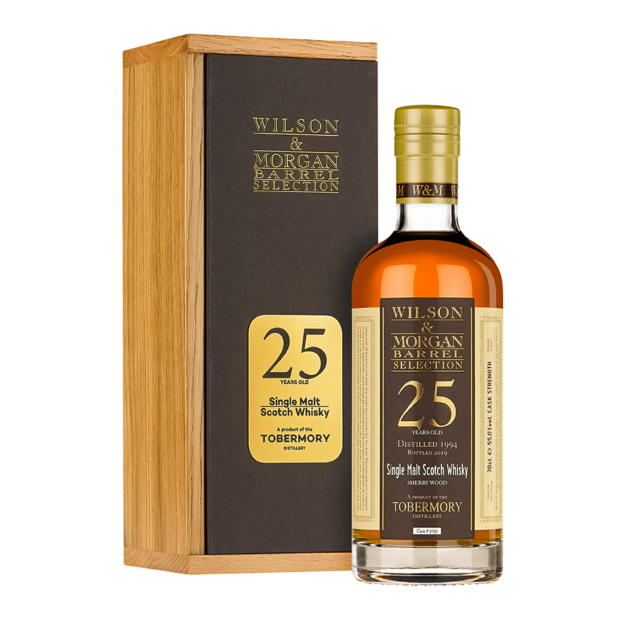 Tobermory Distilled 1994 Bottled 2019 Wilson & Morgan Barrel Selection 25 Year Old Oloroso Sherry Wood Cask Strength Isle of Mull Single Malt Scotch Whisky ABV 55% Vol 70cl / 700ml (With Gift Box FREE Whisky Connoisseur Glass)