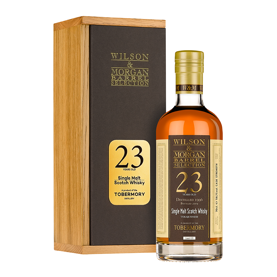 Tobermory Distilled 1996 Bottled 2019 Wilson & Morgan Barrel Selection 23 Year Old Cask Strength Tokaji Finish Isle of Mull Single Malt Scotch Whisky ABV 58.7% Vol 70cl / 700ml (With Gift Box. FREE Whisky Connoisseur Glass)