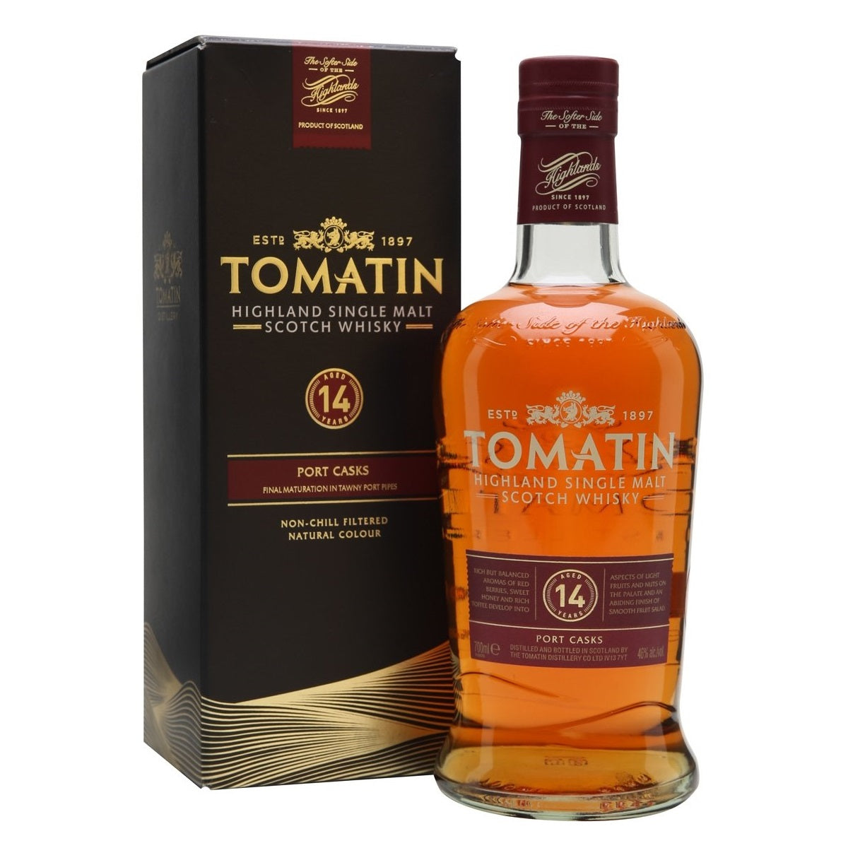 Tomatin 14 Year Old Final Maturation in Tawny Port Casks Highland Single Malt Scotch Whisky ABV 46% Vol 70cl / 700ml (With Gift Box)