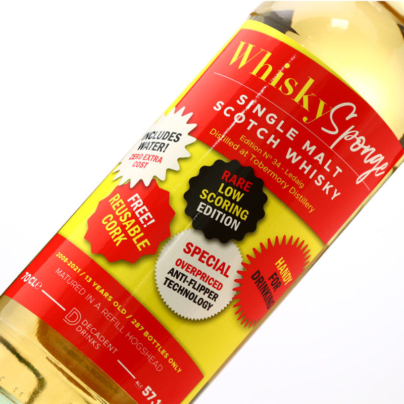 Ledaig 2008 - 2021 Tobermory Distillery 13 Year Old Whisky Sponge Edition No.34 Matured in Refill Hogshead Isle of Mull Single Malt Scotch Whisky ABV 57.1% Vol 700ml / 70cl (Pre-Order 7 Days)