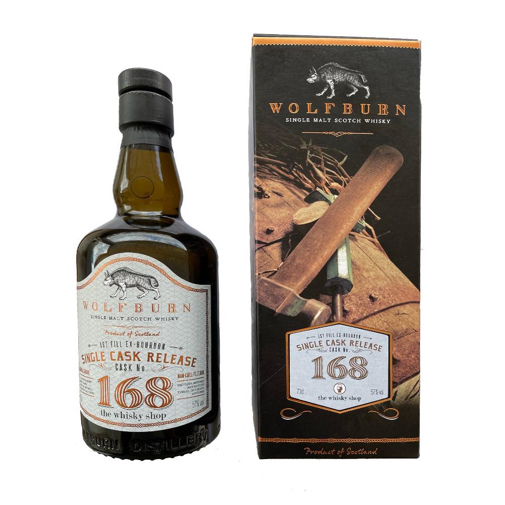 Wolfburn Single Cask Release Number 168 Distilled 2014, Aged 7 Year Old 1st FIll Ex Bourbon Highland Single Malt Scotch Whisky ABV 57% Vol 70cl / 700ml (With Gift Box)