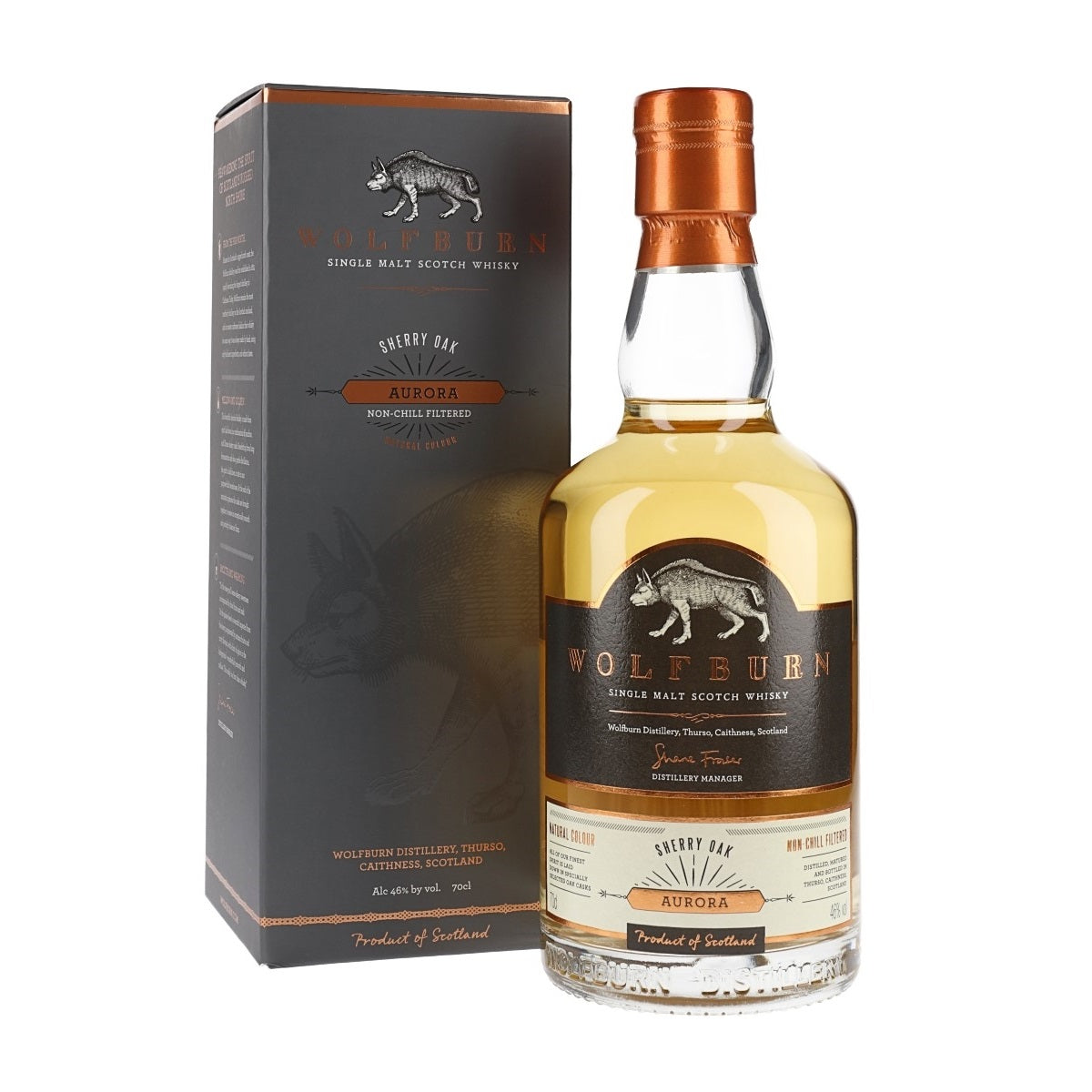 Wolfburn Aurora Sherry Oak Highland Single Malt Scotch Whisky ABV 46% Vol 70cl / 700ml (With Gift Box)