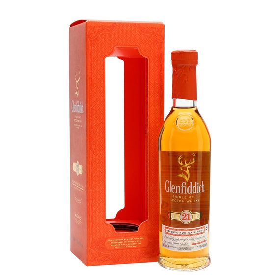 Glenfiddich 21 Year Reserva Rum Cask Finish with Box ABV 43.2% 200ml (Bottle Label may not in good condition)