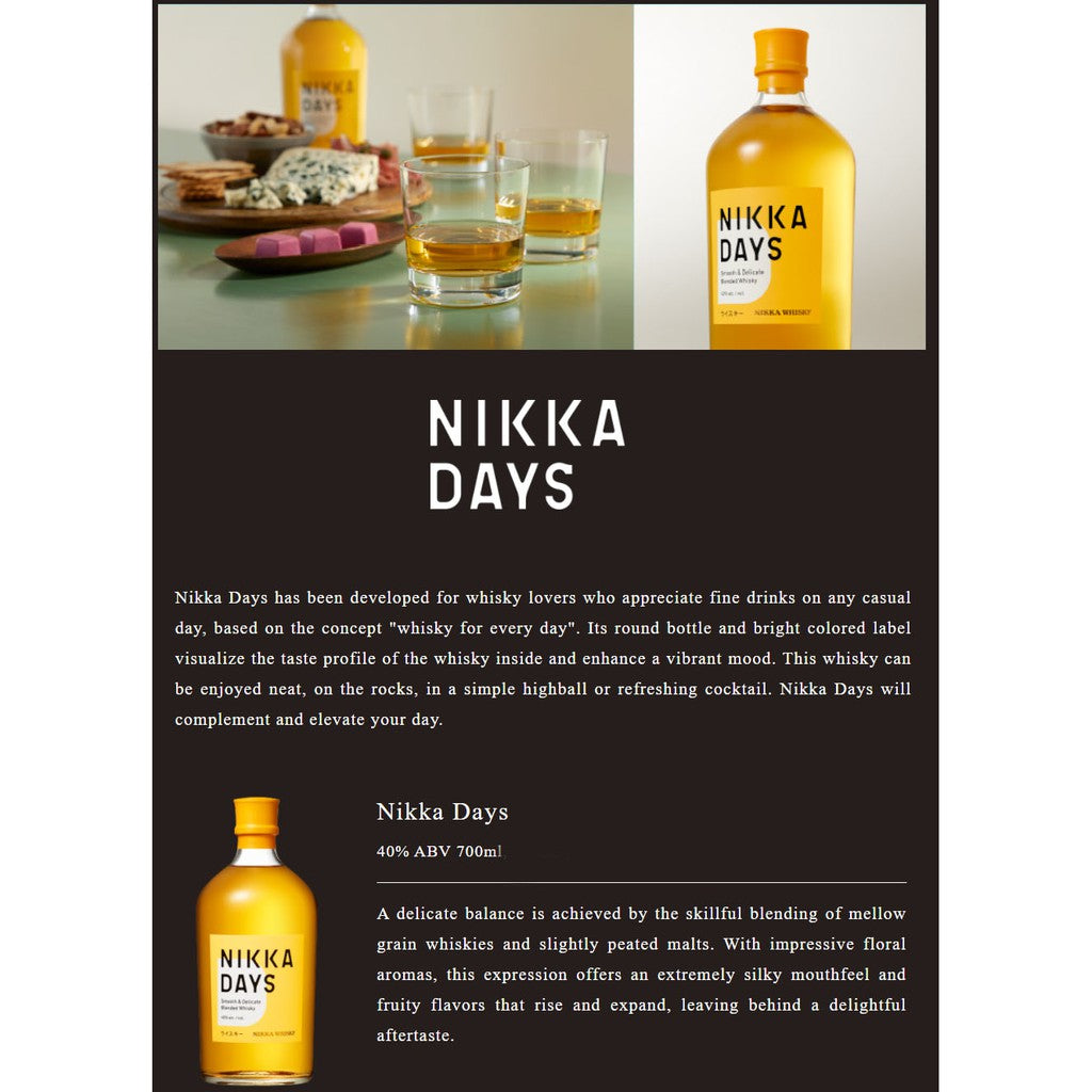 Bundle of 2 Bottles : Nikka Days Smooth & Delicate Blended Whisky 700ml ABV 40% (Local Agent Stock)