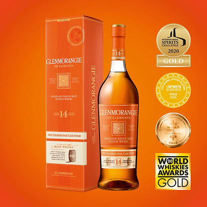 Glenmorangie 14 Year Old The Elementa New Charred Oak Cask Finish A Shpicy and Deep Whisky Highland Single Malt Scotch Whisky ABV 43% Vol 100cl / 1000ml / 1L
