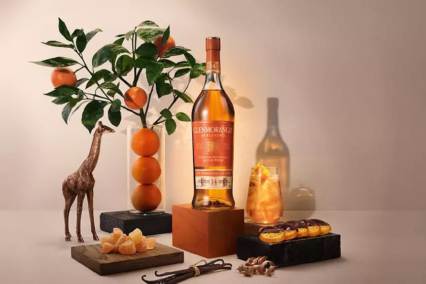 Glenmorangie 14 Year Old The Elementa New Charred Oak Cask Finish A Shpicy and Deep Whisky Highland Single Malt Scotch Whisky ABV 43% Vol 100cl / 1000ml / 1L