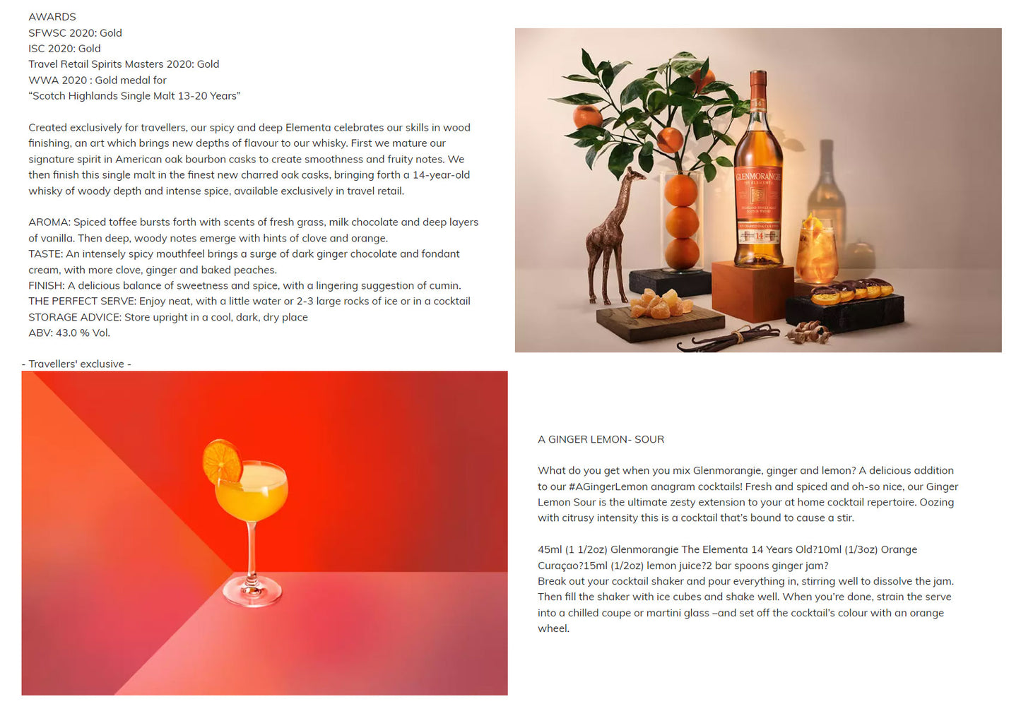 Glenmorangie 14 Year Old The Elementa New Charred Oak Cask Finish A Shpicy and Deep Whisky Highland Single Malt Scotch Whisky ABV 43% Vol 100cl / 1000ml / 1L