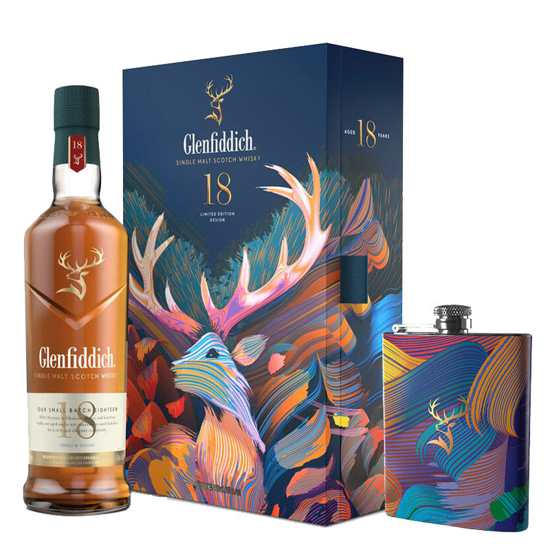 Glenfiddich 18 With Whisky Flask ABV 40% 700ml Limited Edition Design Gift Pack