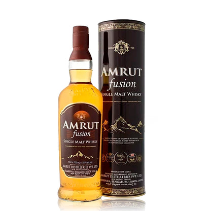 Amrut Fusion (Subtle Fusion of Indian and Scottish Barleys to Produce a Malt Whisky Rich in Flavour and Character) Single Malt Indian Whisky ABV 50% 70cl / 700ml x 2 Bottles