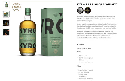 Kyro Peat Smoke Malt Rye Whisky ABV 47.2% Vol 70cl / 700ml