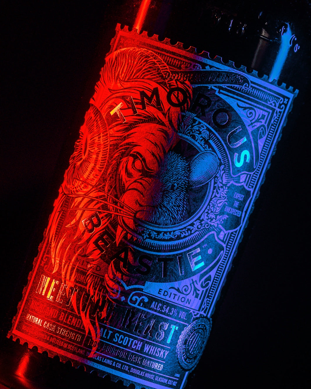 Douglas Laing's Timorous Beastie Meet The Beast Limited Edition 100% Bourbon Cask Matured Natural Cask Strength Highland Blended Malt Scotch Whisky ABV 54.3% Vol 70cl / 700ml