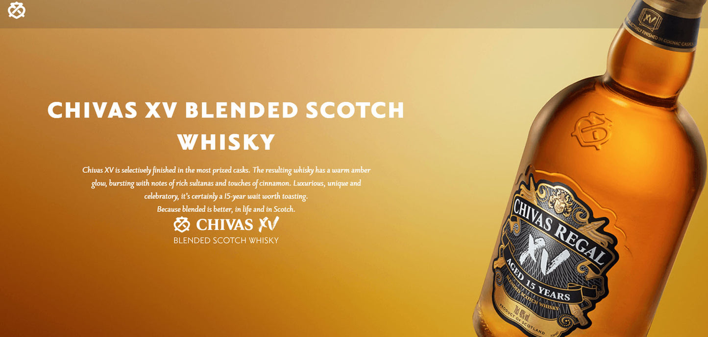 Chivas Regal XV Aged 15 Years Blended Scotch Whisky ABV 40% Vol 1000ml / 100cl / 1L (with Gift Box)