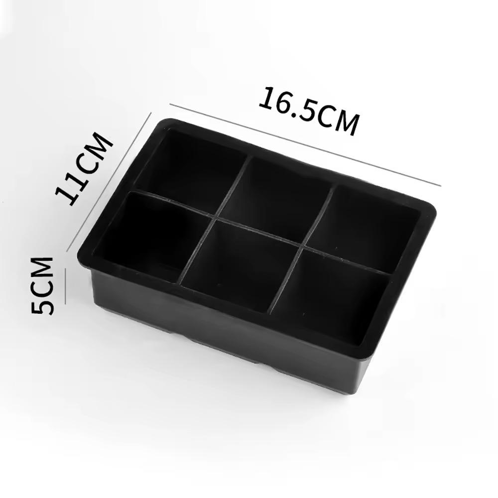 6 Grid Big Ice Tray Mold/Food Grade Silicone Ice Cube Large Square Mold/Reusable DIY Ice Maker Mold