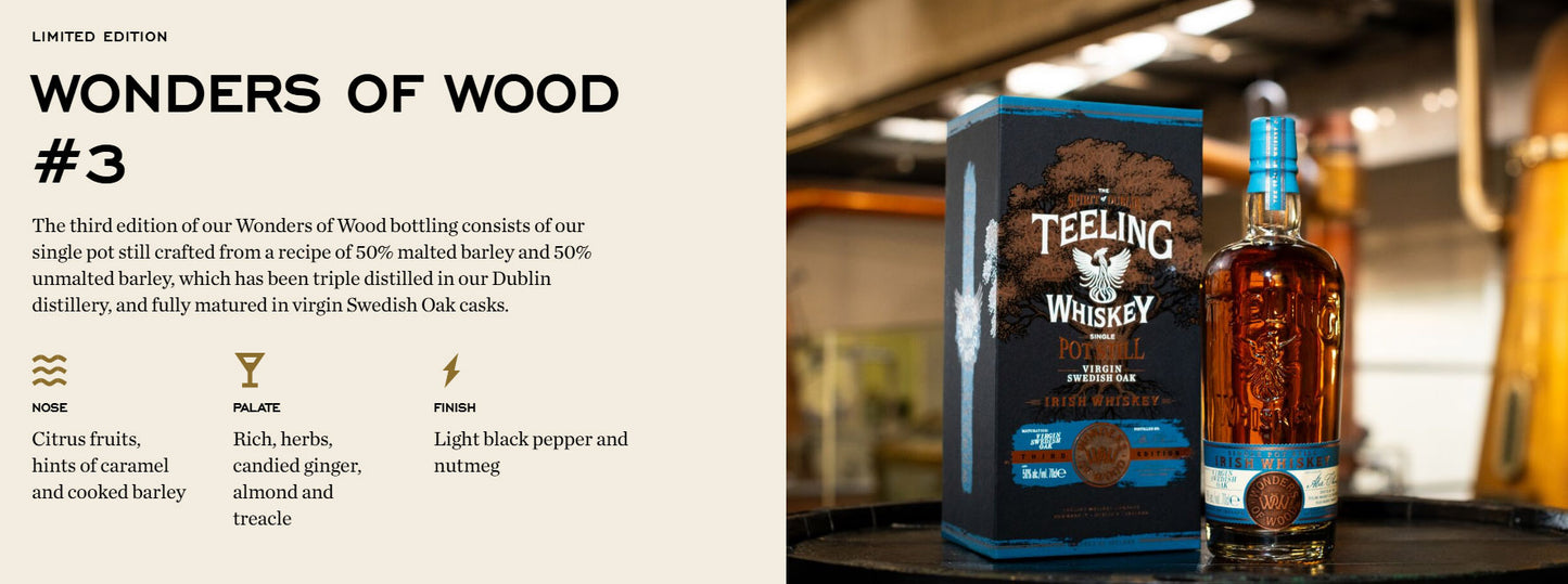 Teeling Wonders Of Wood Third Edition Single Pot Still Virgin Swedish Oak ABV 50% Vol 70cl / 700ml