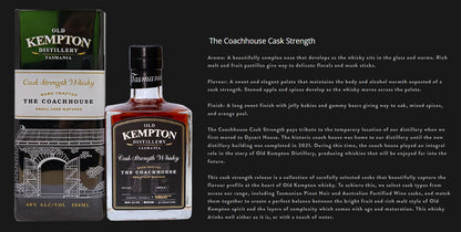 Old Kempton Distillery The Coachhouse Cask Strength from Tasmanian Pinot Noir and Australian Fortified Wine Casks Tasmania Single Malt Australian Whisky ABV 60% Vol 50cl / 500ml