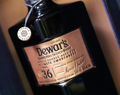 Dewar’s Double Double 36 Year Old 4 Stage Aging Finish in Madeira Casks Blended Malt Scotch Whisky ABV 46% 50cl / 500ml with Gift Box