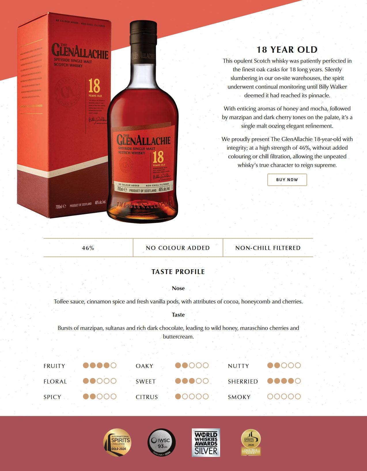 The GlenAllachie 18 Year Speyside Single Malt Scotch Whisky ABV 46% Vol 70cl / 700ml