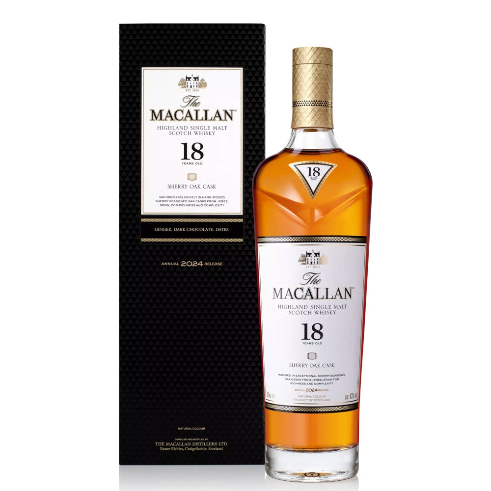 The Macallan 18 Year Old Sherry Oak 2024 Single Malt Scotch Whisky ABV 43% 700ml with Gift Box