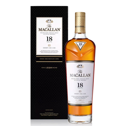 The Macallan 18 Year Old Sherry Oak 2024 Single Malt Scotch Whisky ABV 43% 700ml with Gift Box