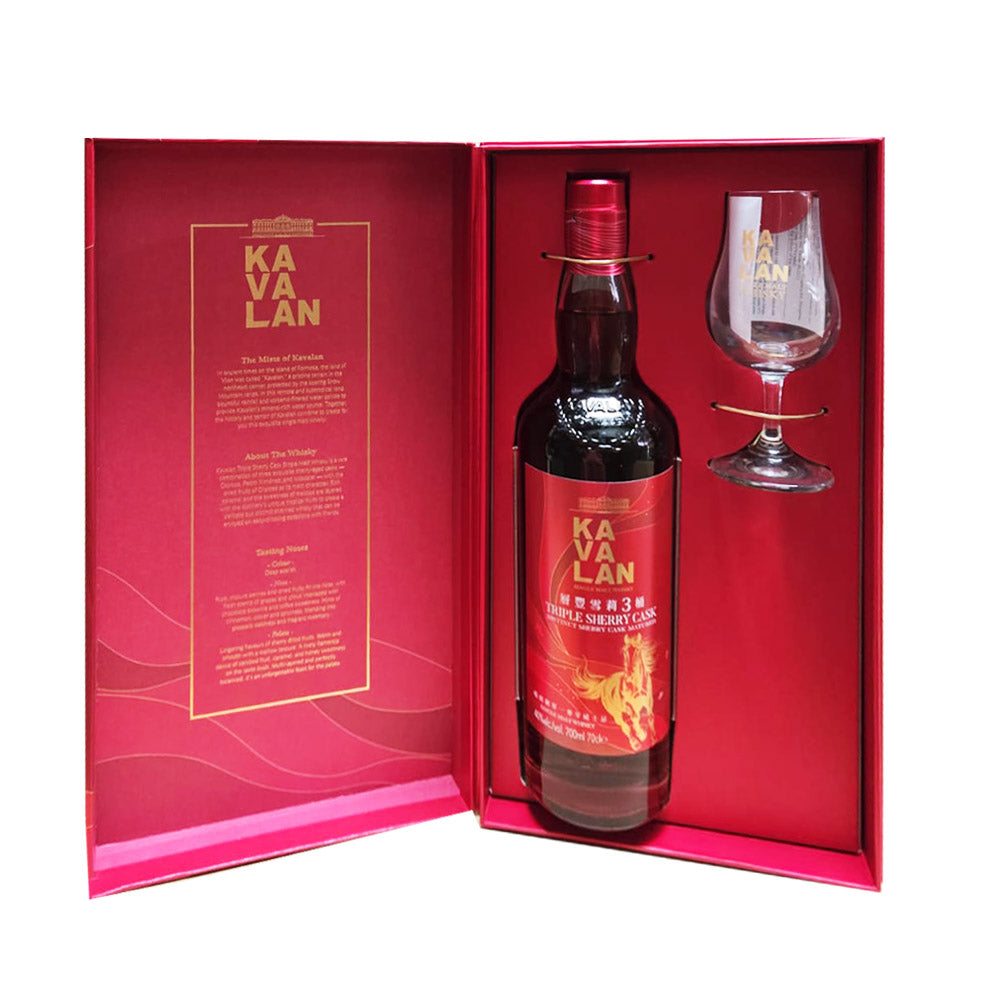 (HNY2026 Sale) Kavalan Triple Sherry Cask Single Malt Whisky Year of The Horse 2026 Exclusive Edition Gift Set ABV 40% Vol 70cl / 700ml